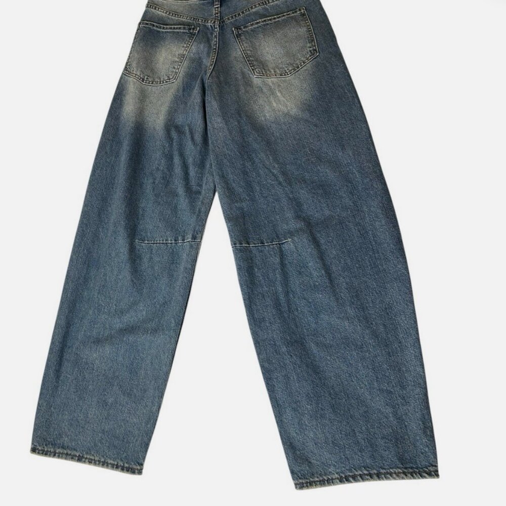 SONG Barrel Jeans Women Sz 9/29 Blue Wide Leg High Rise Medium Wash Pockets - Picture 4 of 4